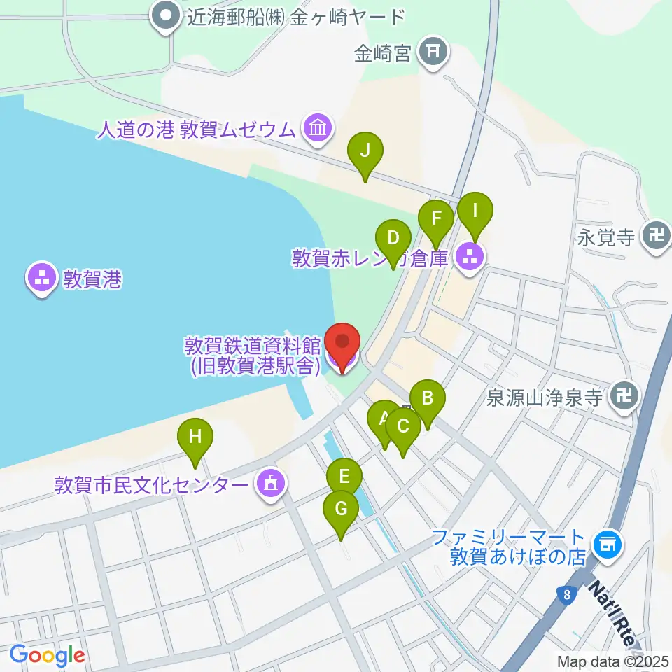 敦賀鉄道資料館周辺の駐車場・コインパーキング一覧地図