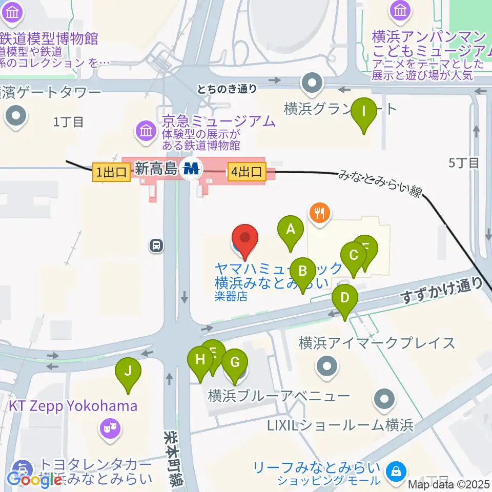ヤマハミュージック横浜みなとみらい周辺の駐車場・コインパーキング一覧地図