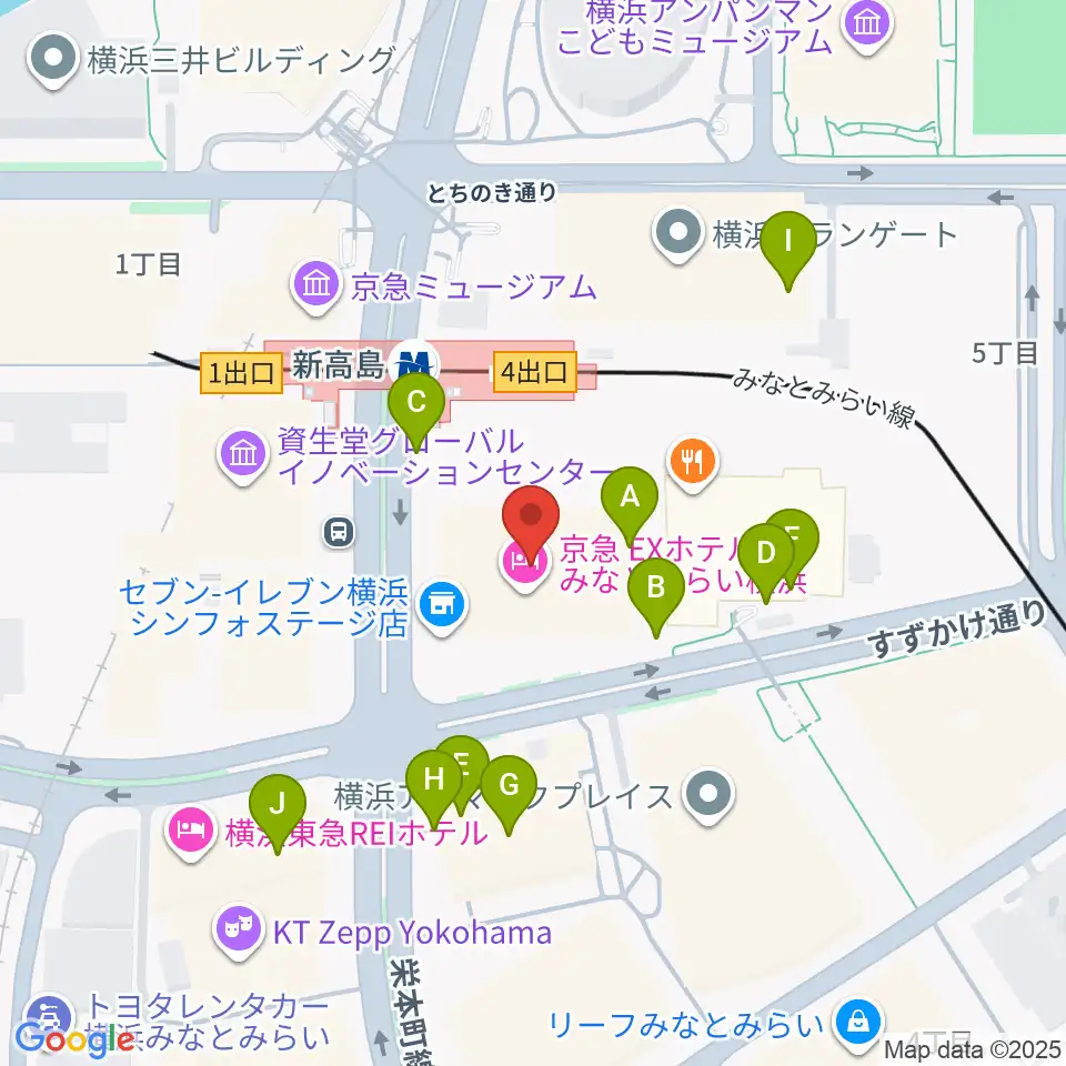 ヤマハミュージック横浜みなとみらい周辺の駐車場・コインパーキング一覧地図