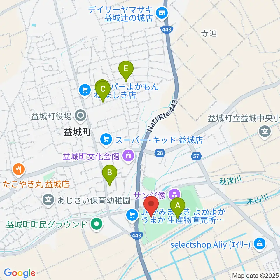 益城町総合体育館周辺の駐車場・コインパーキング一覧地図