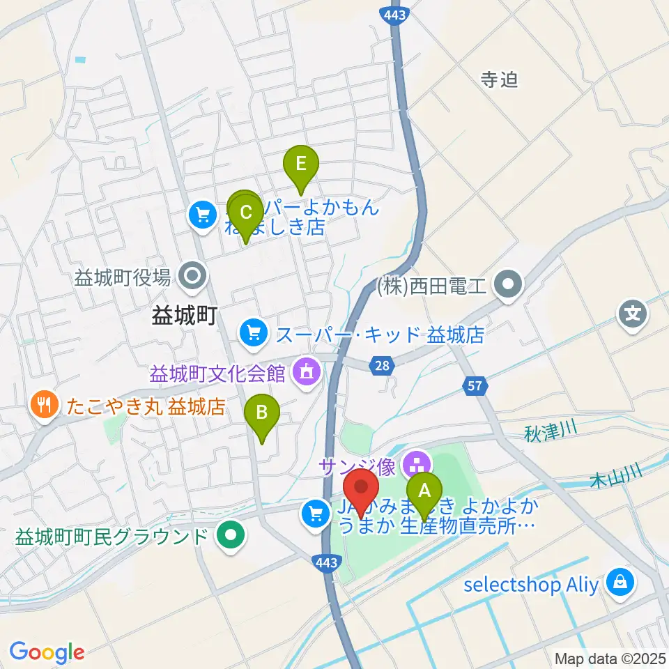 益城町総合体育館周辺の駐車場・コインパーキング一覧地図