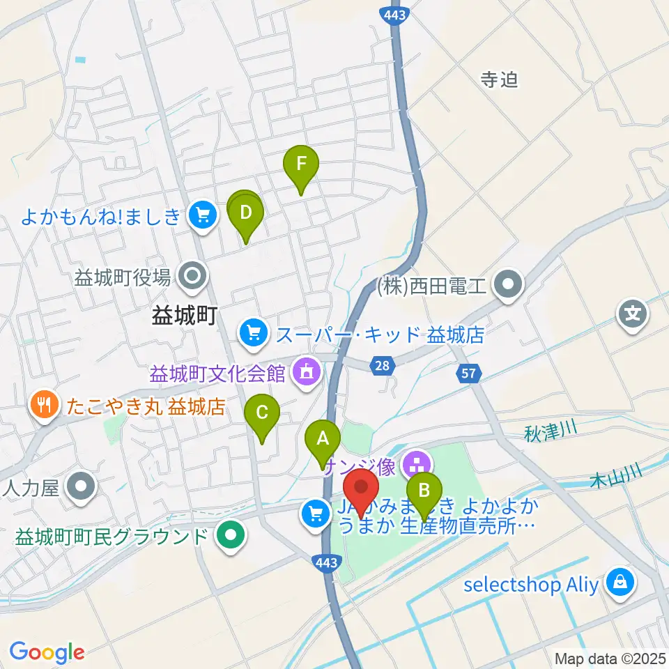 益城町総合体育館周辺の駐車場・コインパーキング一覧地図