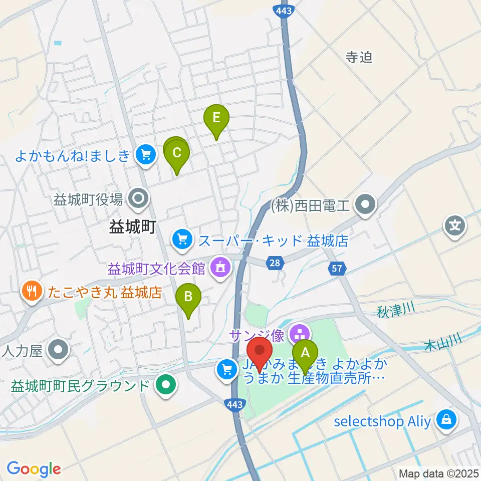 益城町総合体育館周辺の駐車場・コインパーキング一覧地図