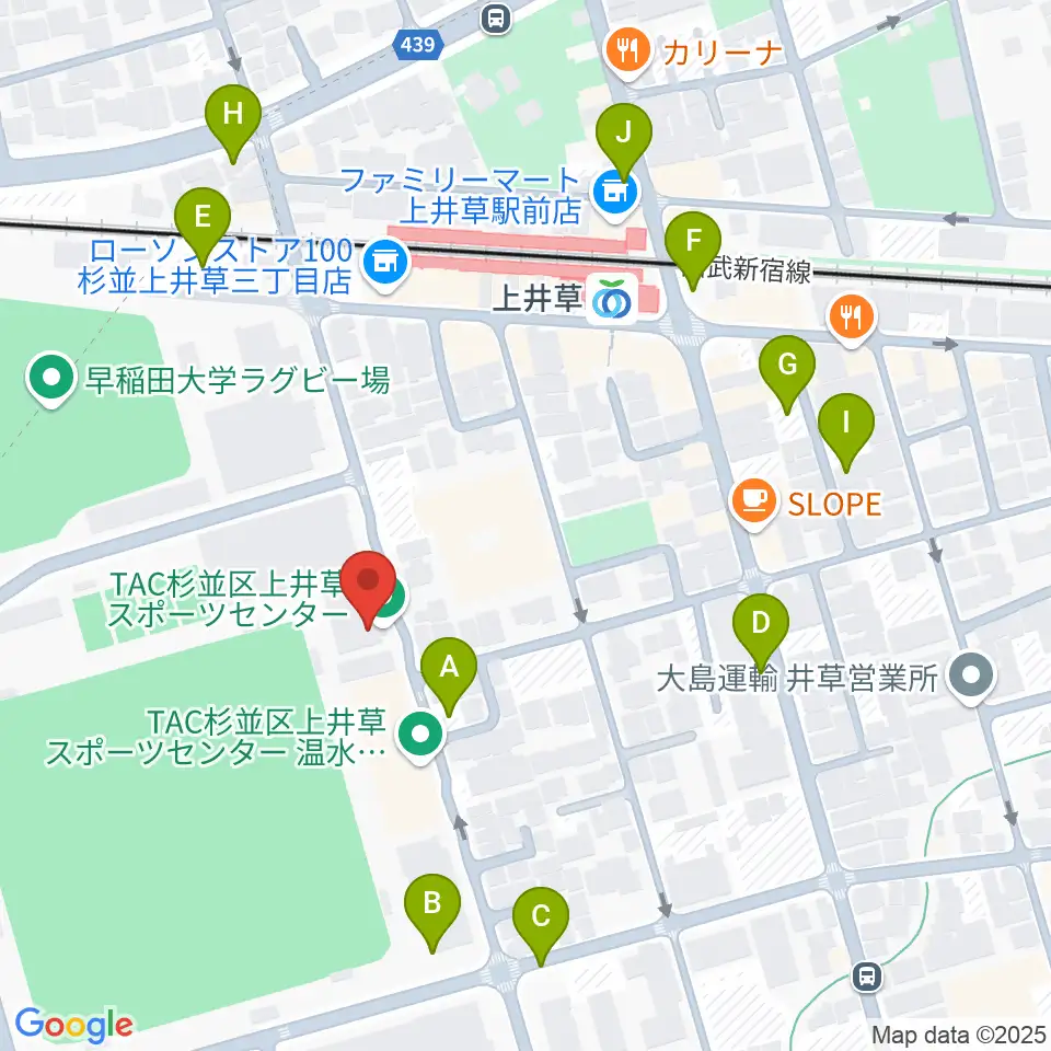 TAC杉並区上井草スポーツセンター周辺の駐車場・コインパーキング一覧地図