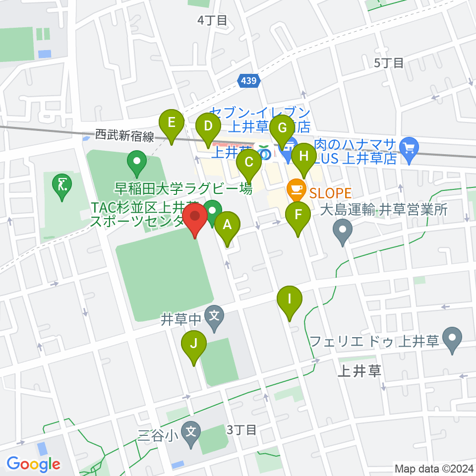 上井草スポーツセンター野球場周辺の駐車場・コインパーキング一覧地図