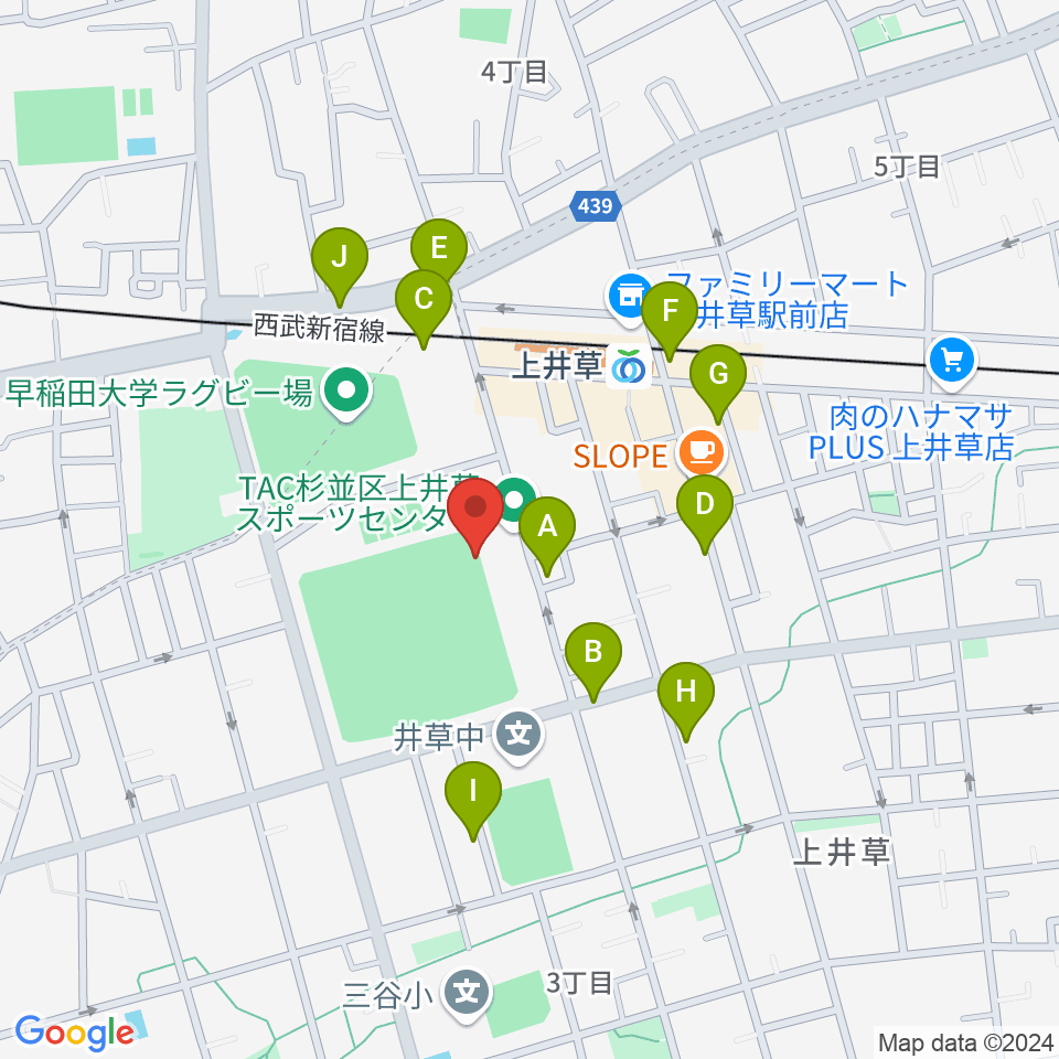 上井草スポーツセンター野球場周辺の駐車場・コインパーキング一覧地図