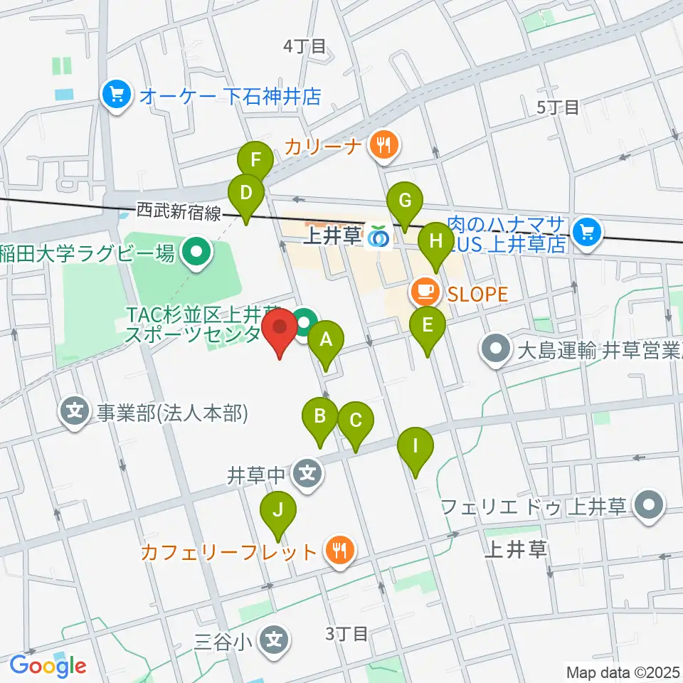 上井草スポーツセンター野球場周辺の駐車場・コインパーキング一覧地図