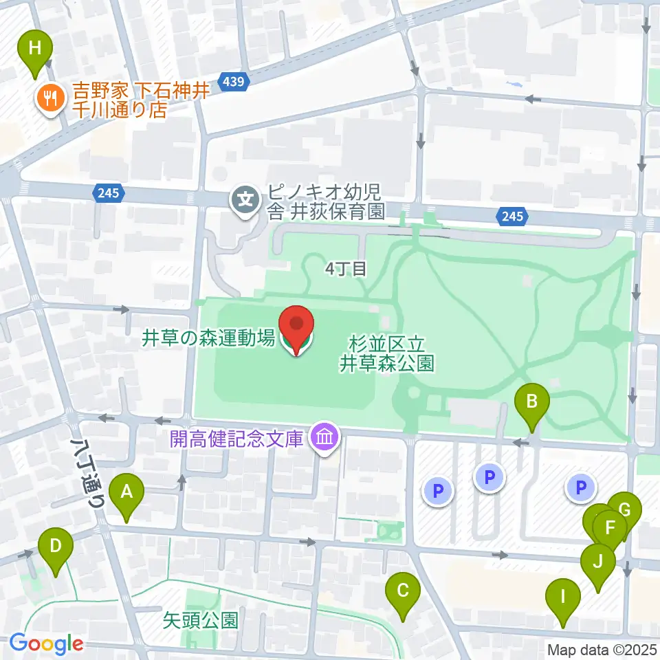 井草森公園運動場周辺の駐車場・コインパーキング一覧地図