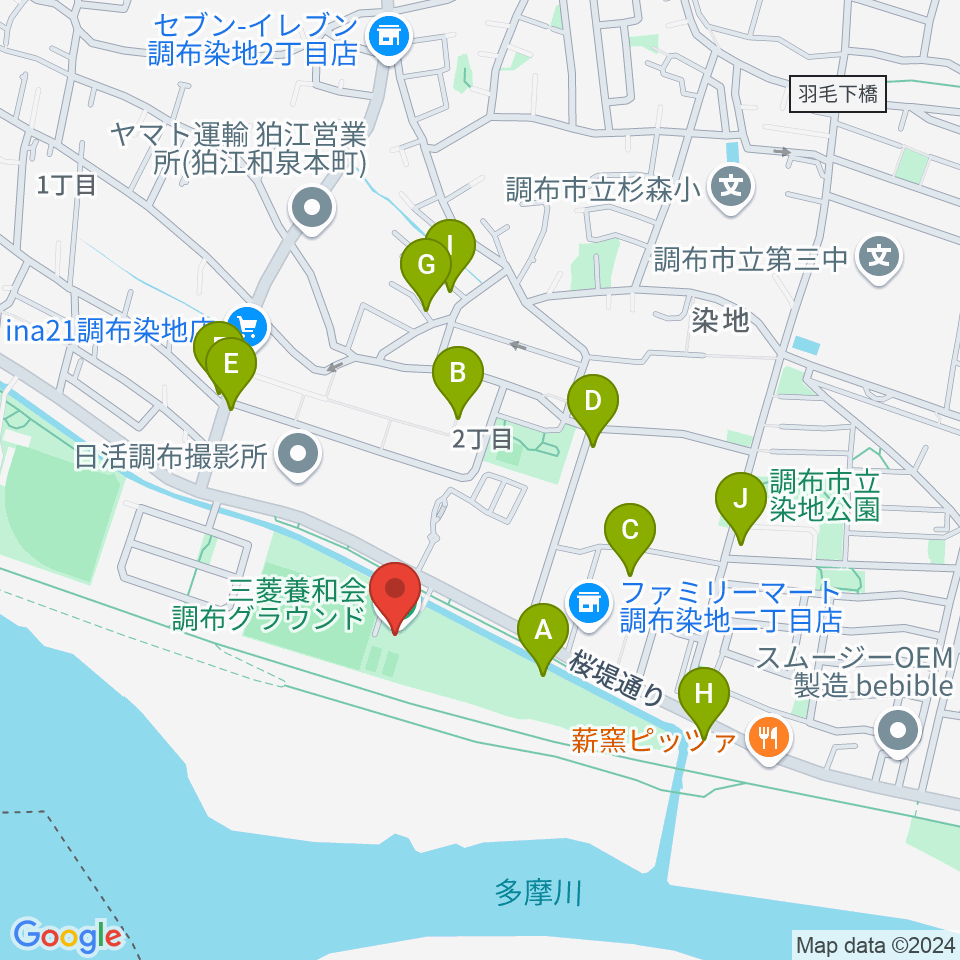 三菱養和会 調布グラウンド周辺の駐車場・コインパーキング一覧地図