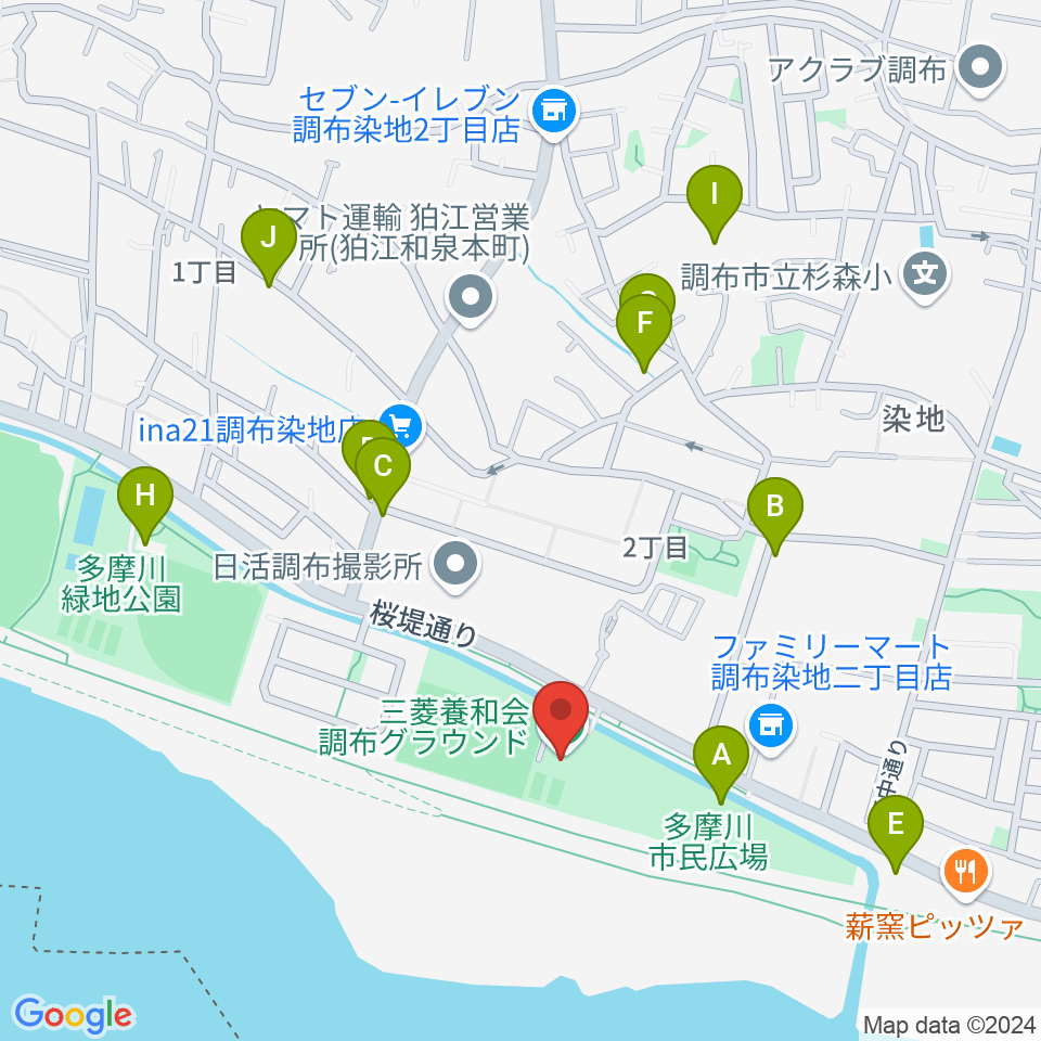 三菱養和会 調布グラウンド周辺の駐車場・コインパーキング一覧地図