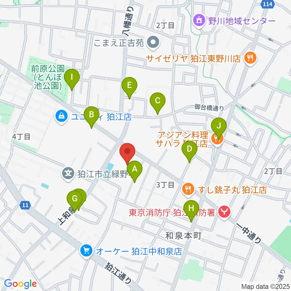 狛江市民総合体育館周辺の駐車場・コインパーキング一覧地図