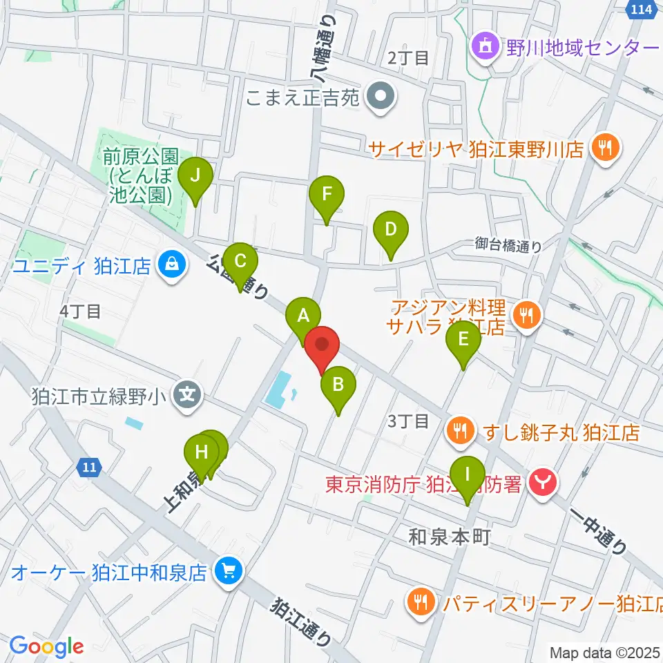 狛江市民総合体育館周辺の駐車場・コインパーキング一覧地図