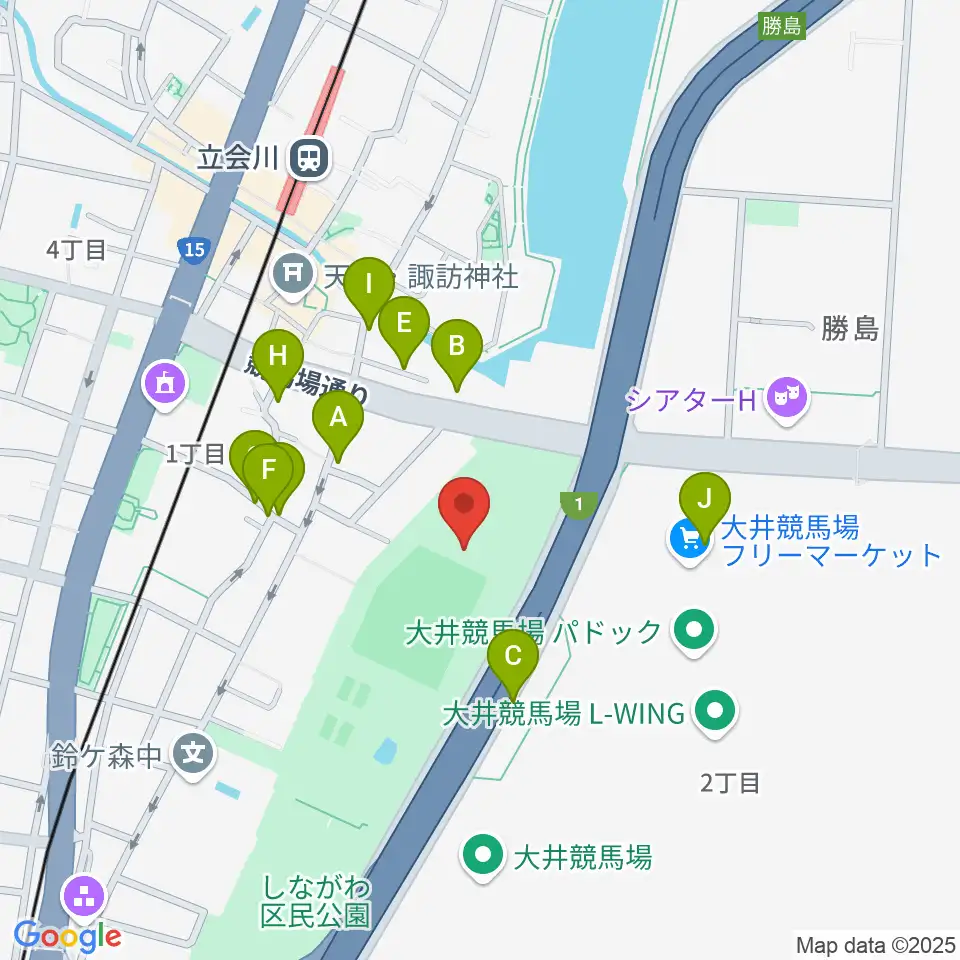 しながわ区民公園こどもサッカー場周辺の駐車場・コインパーキング一覧地図