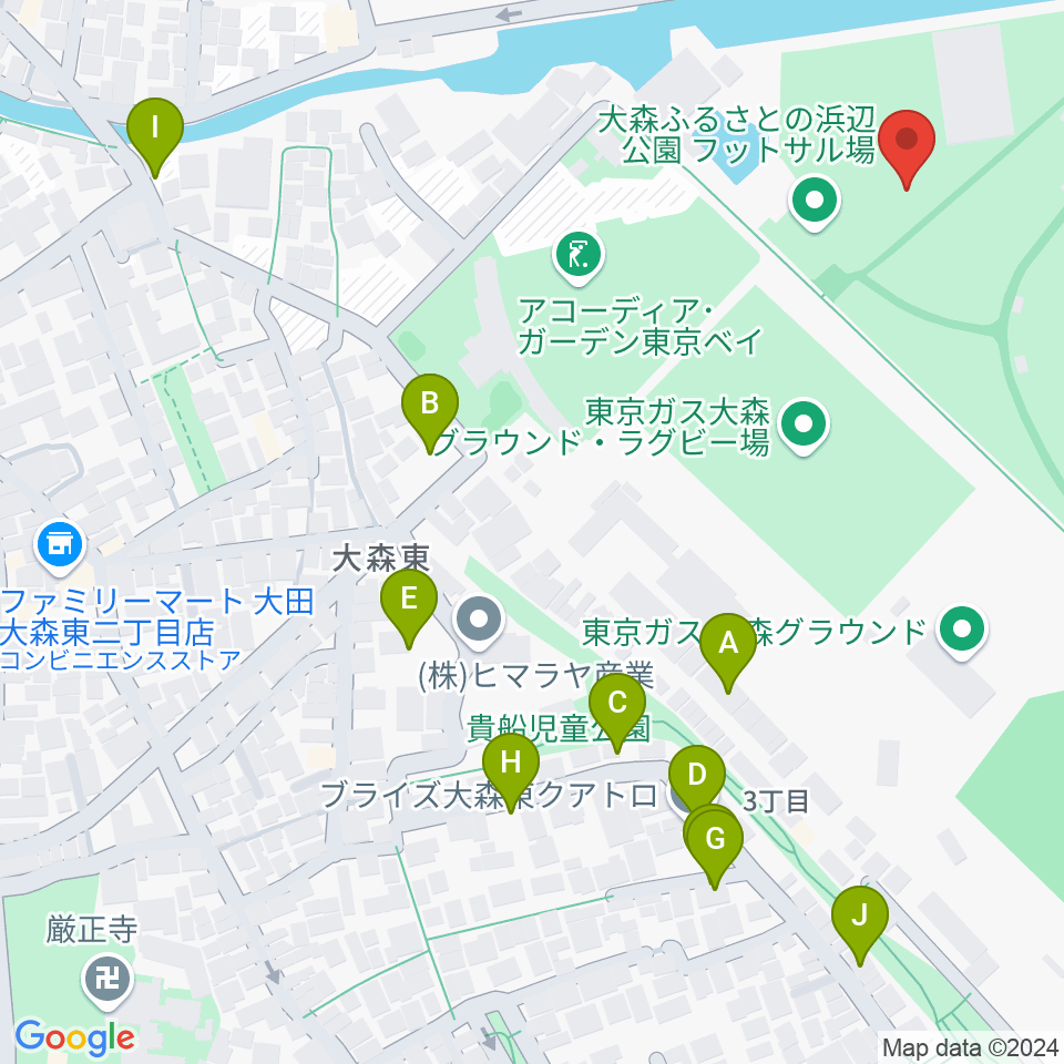 大森ふるさとの浜辺公園 多目的スポーツ場周辺の駐車場・コインパーキング一覧地図