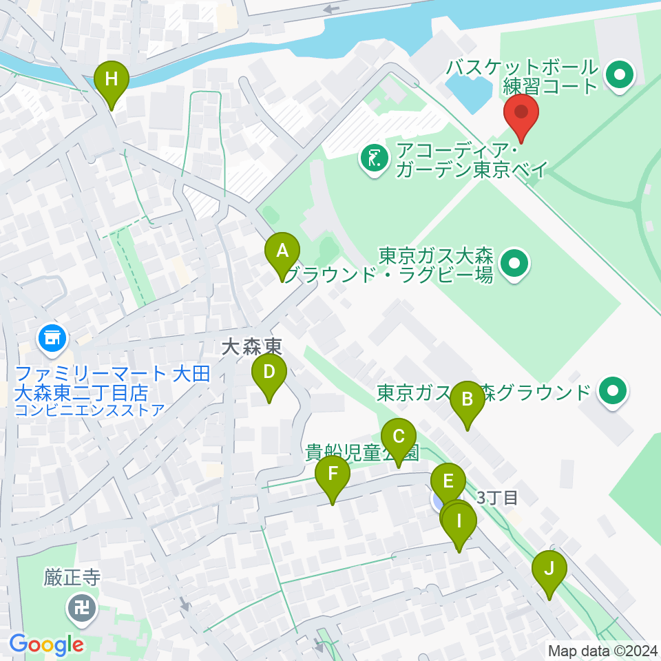 大森ふるさとの浜辺公園フットサル場周辺の駐車場・コインパーキング一覧地図