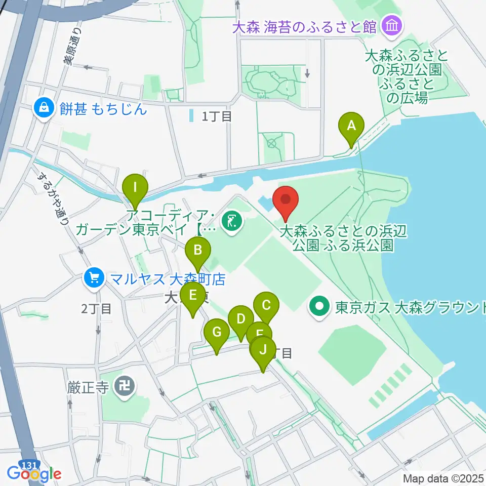 大森ふるさとの浜辺公園フットサル場周辺の駐車場・コインパーキング一覧地図