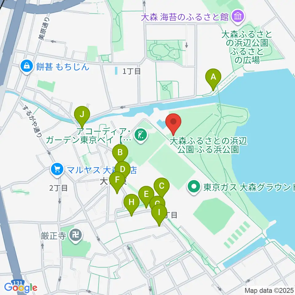 大森ふるさとの浜辺公園フットサル場周辺の駐車場・コインパーキング一覧地図