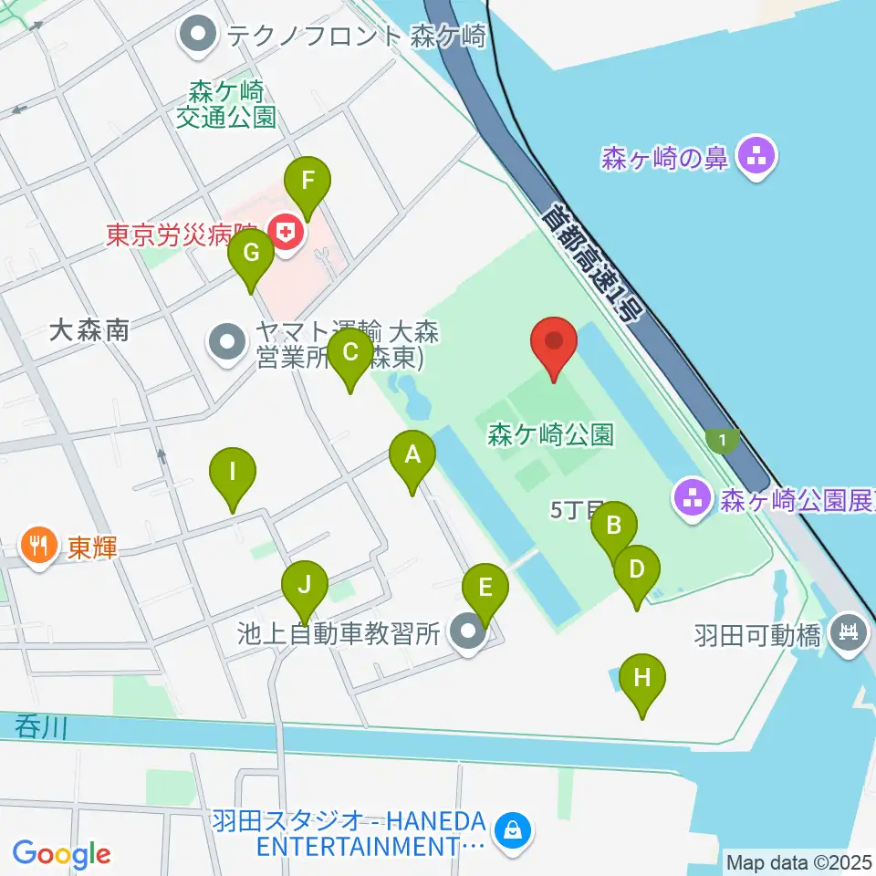 森ケ崎公園サッカー場周辺の駐車場・コインパーキング一覧地図