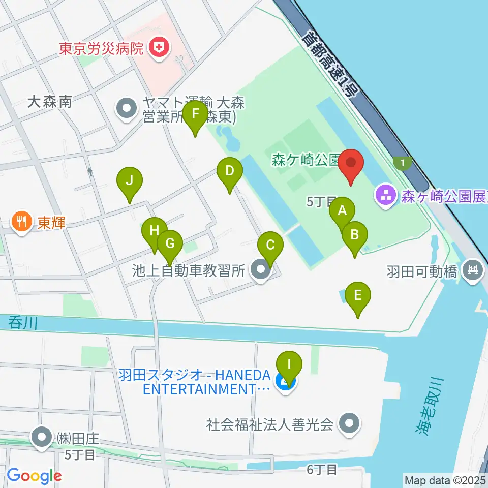 森ケ崎公園フットサル場周辺の駐車場・コインパーキング一覧地図