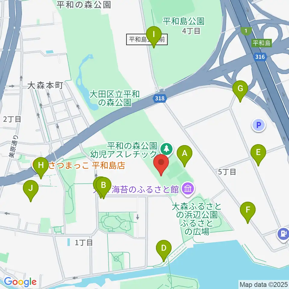 平和の森公園 弓道場･アーチェリー場周辺の駐車場・コインパーキング一覧地図