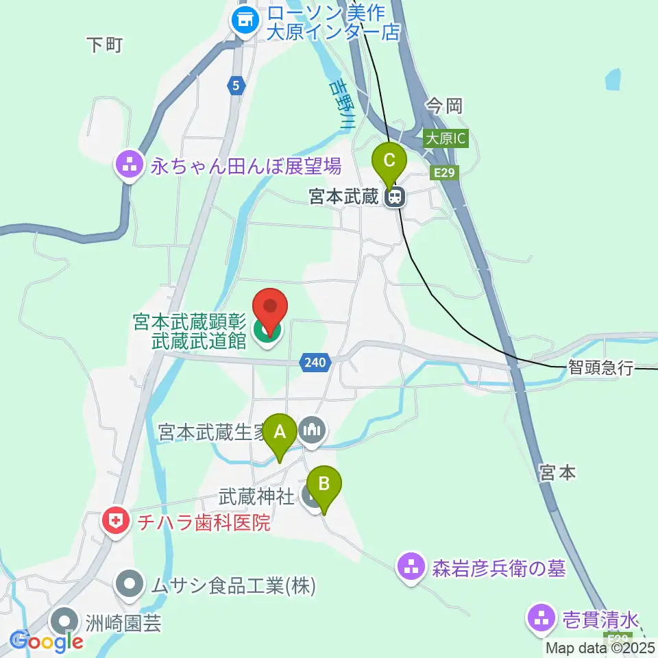 宮本武蔵顕彰武蔵武道館周辺の駐車場・コインパーキング一覧地図