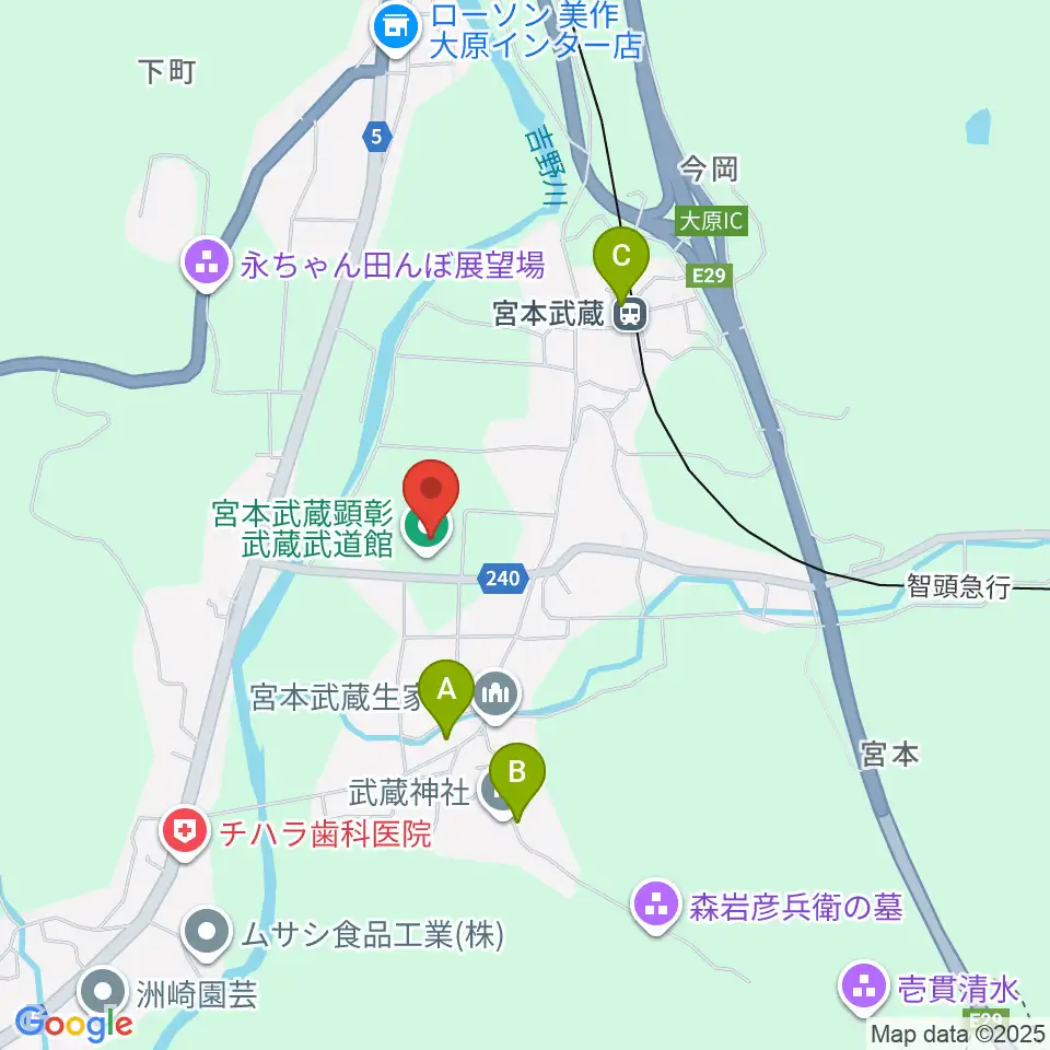 宮本武蔵顕彰武蔵武道館周辺の駐車場・コインパーキング一覧地図