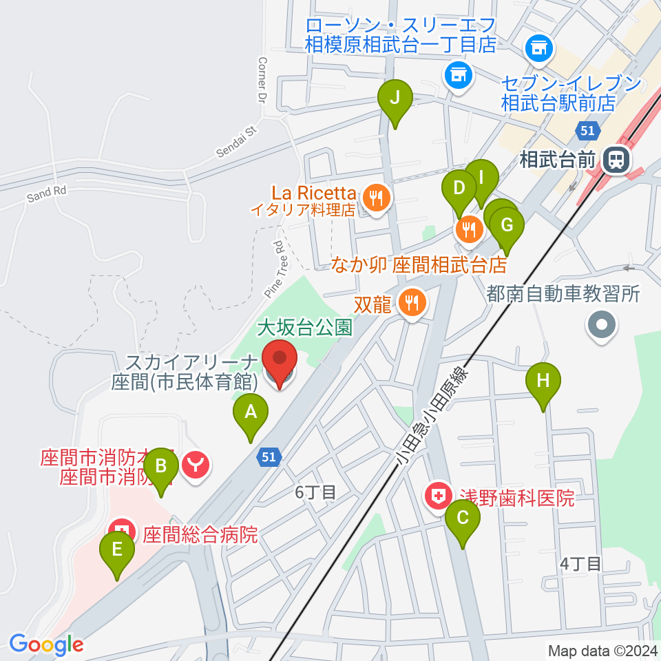 スカイアリーナ座間周辺の駐車場・コインパーキング一覧地図