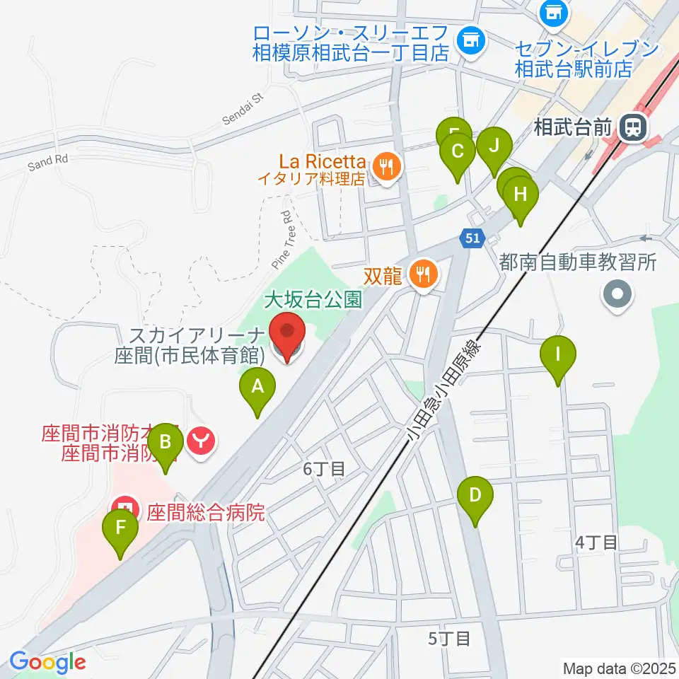 スカイアリーナ座間周辺の駐車場・コインパーキング一覧地図