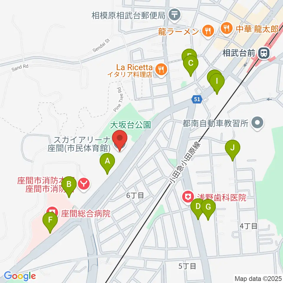 スカイアリーナ座間周辺の駐車場・コインパーキング一覧地図