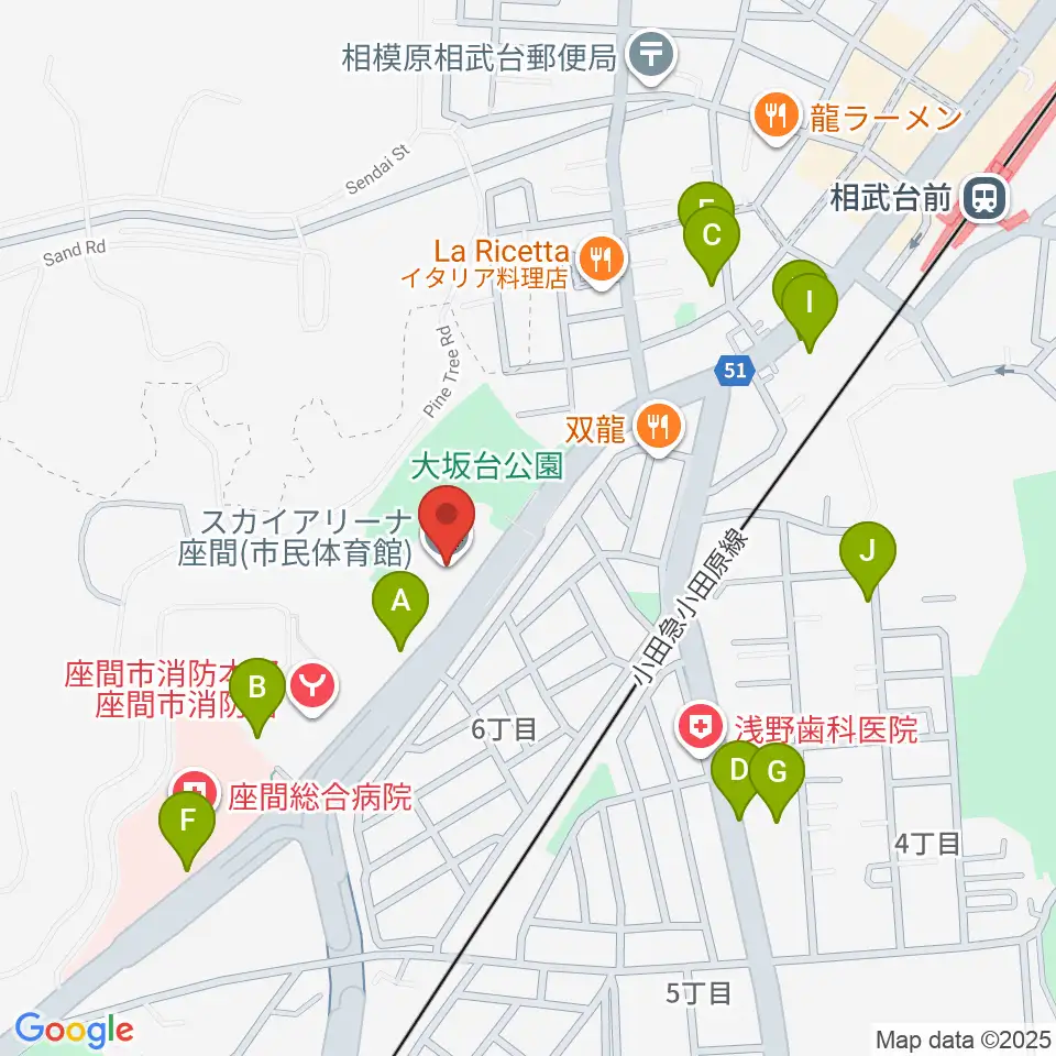 スカイアリーナ座間周辺の駐車場・コインパーキング一覧地図