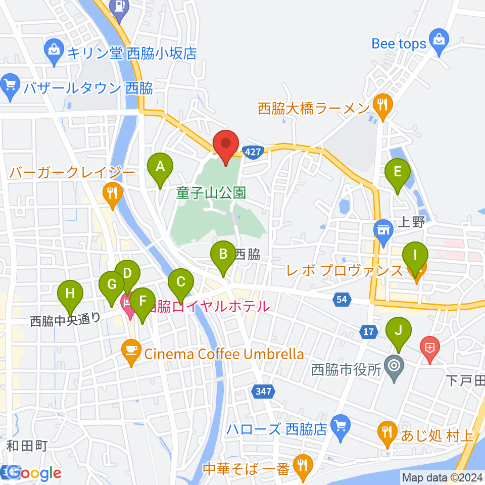 西脇市総合市民センター周辺の駐車場・コインパーキング一覧地図