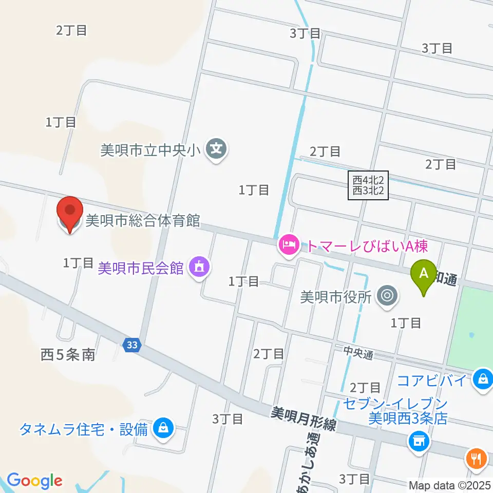 美唄市総合体育館周辺の駐車場・コインパーキング一覧地図