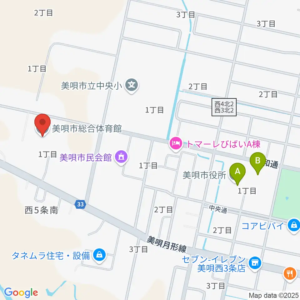 美唄市総合体育館周辺の駐車場・コインパーキング一覧地図