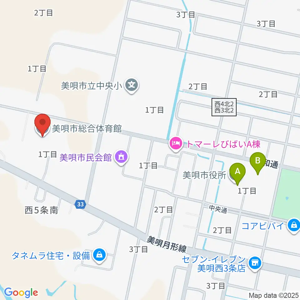 美唄市総合体育館周辺の駐車場・コインパーキング一覧地図