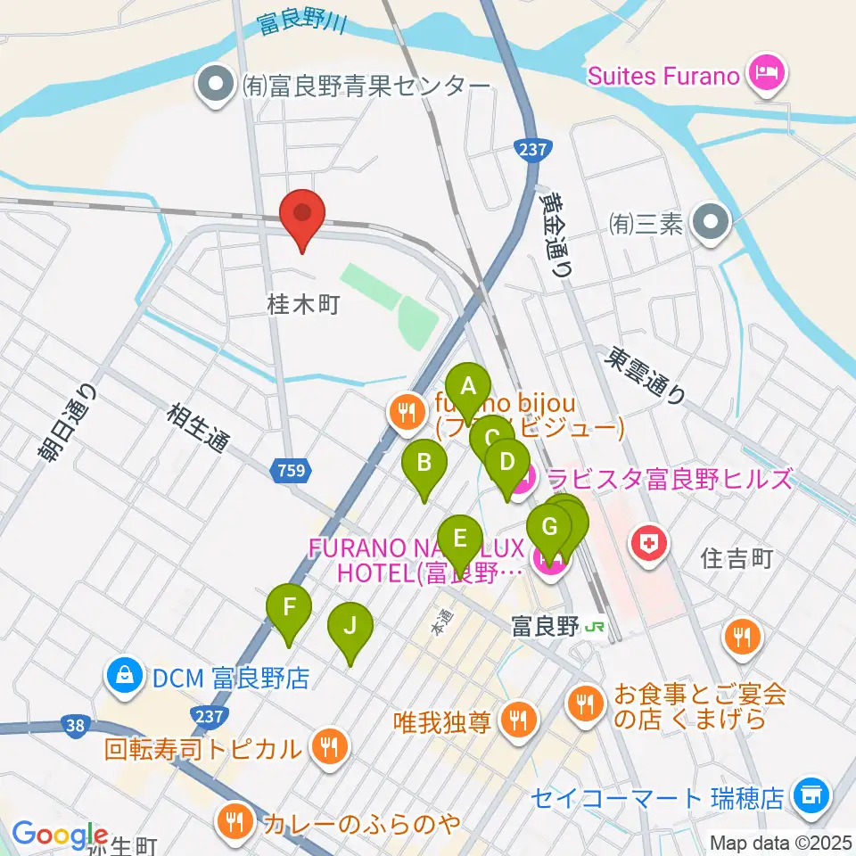 富良野スポーツセンター周辺の駐車場・コインパーキング一覧地図