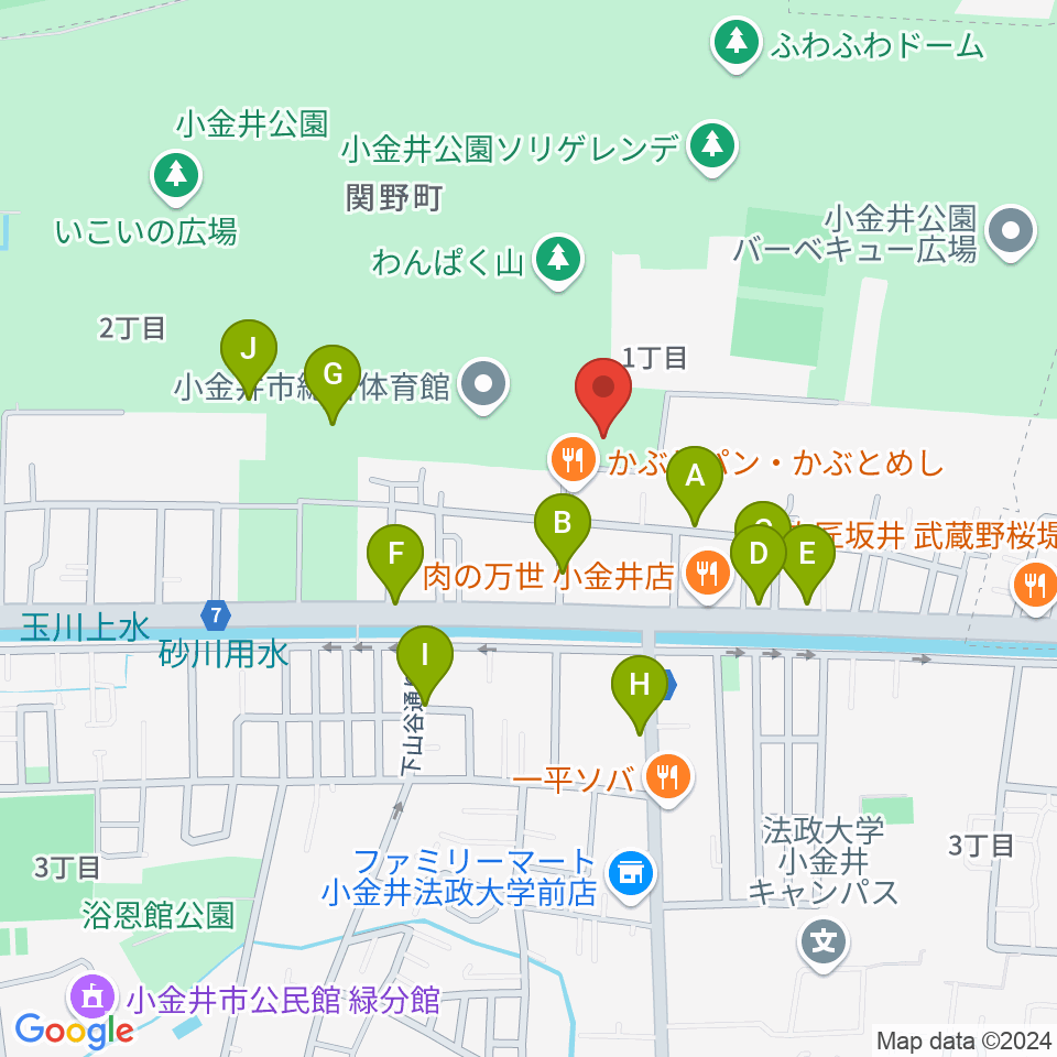 小金井公園弓道場周辺の駐車場・コインパーキング一覧地図