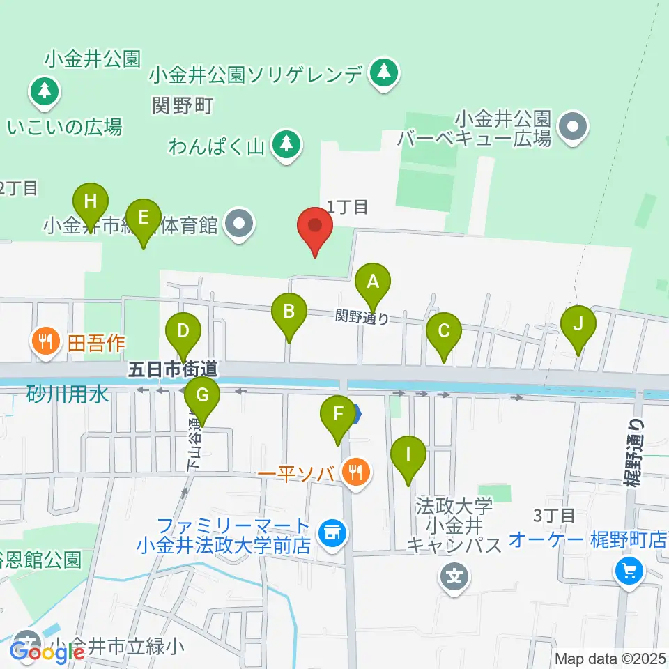 小金井公園弓道場周辺の駐車場・コインパーキング一覧地図