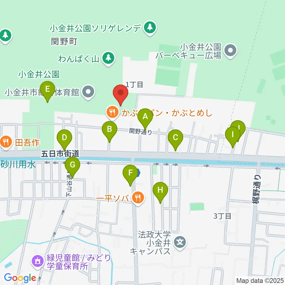 小金井公園弓道場周辺の駐車場・コインパーキング一覧地図