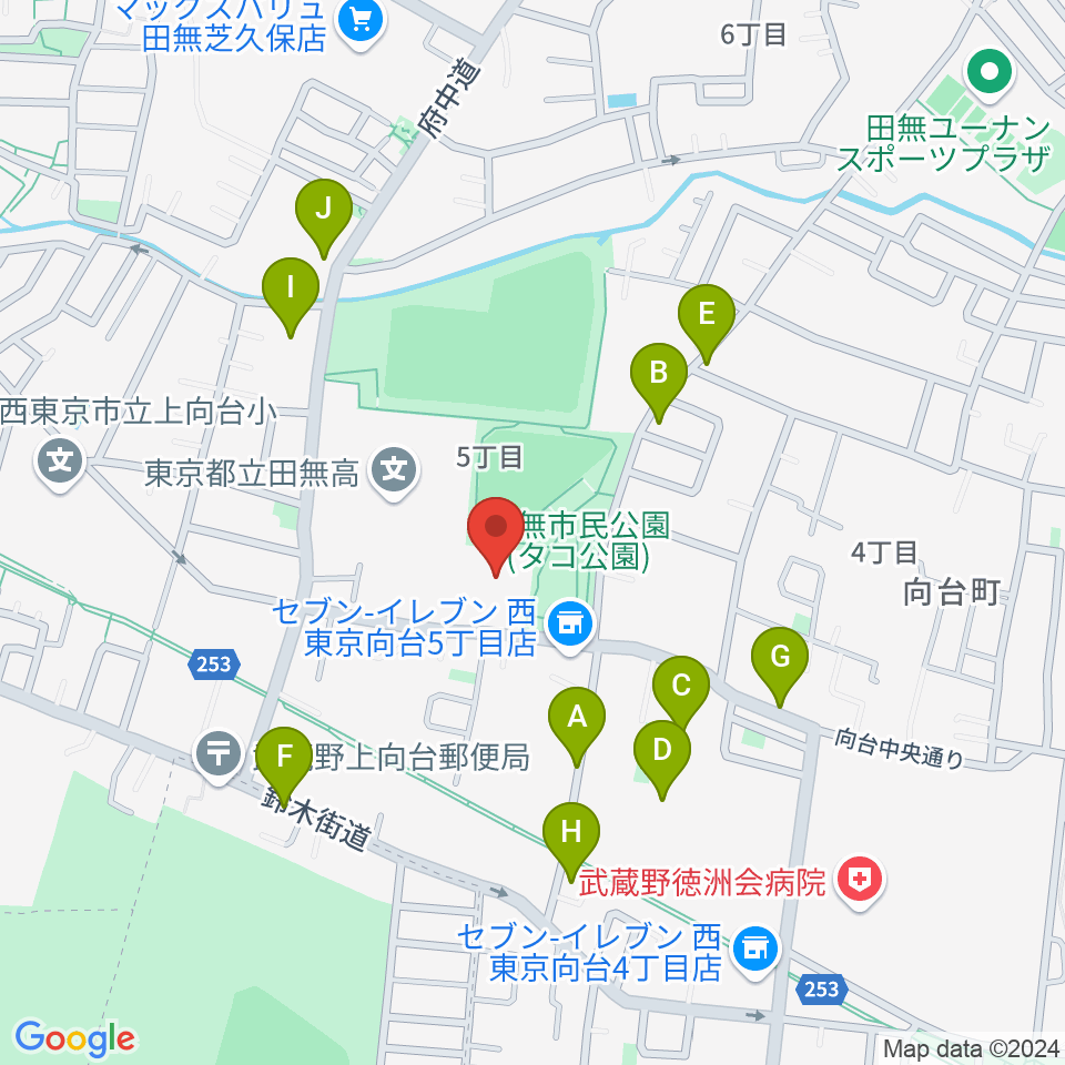 西東京市総合体育館周辺の駐車場・コインパーキング一覧地図