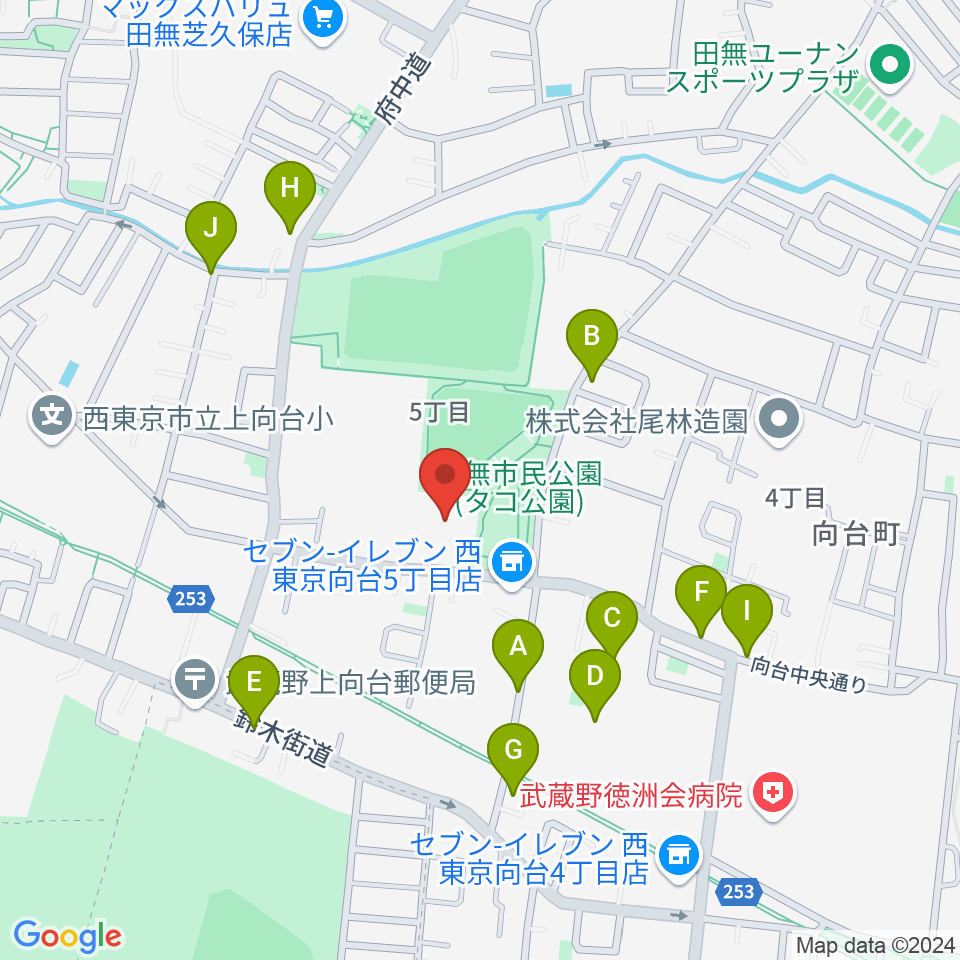 西東京市総合体育館周辺の駐車場・コインパーキング一覧地図