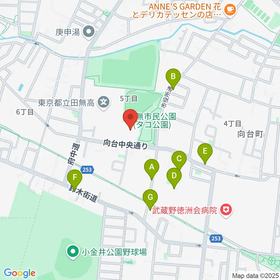 西東京市総合体育館周辺の駐車場・コインパーキング一覧地図