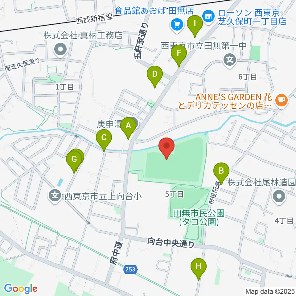 西東京市向台運動場周辺の駐車場・コインパーキング一覧地図