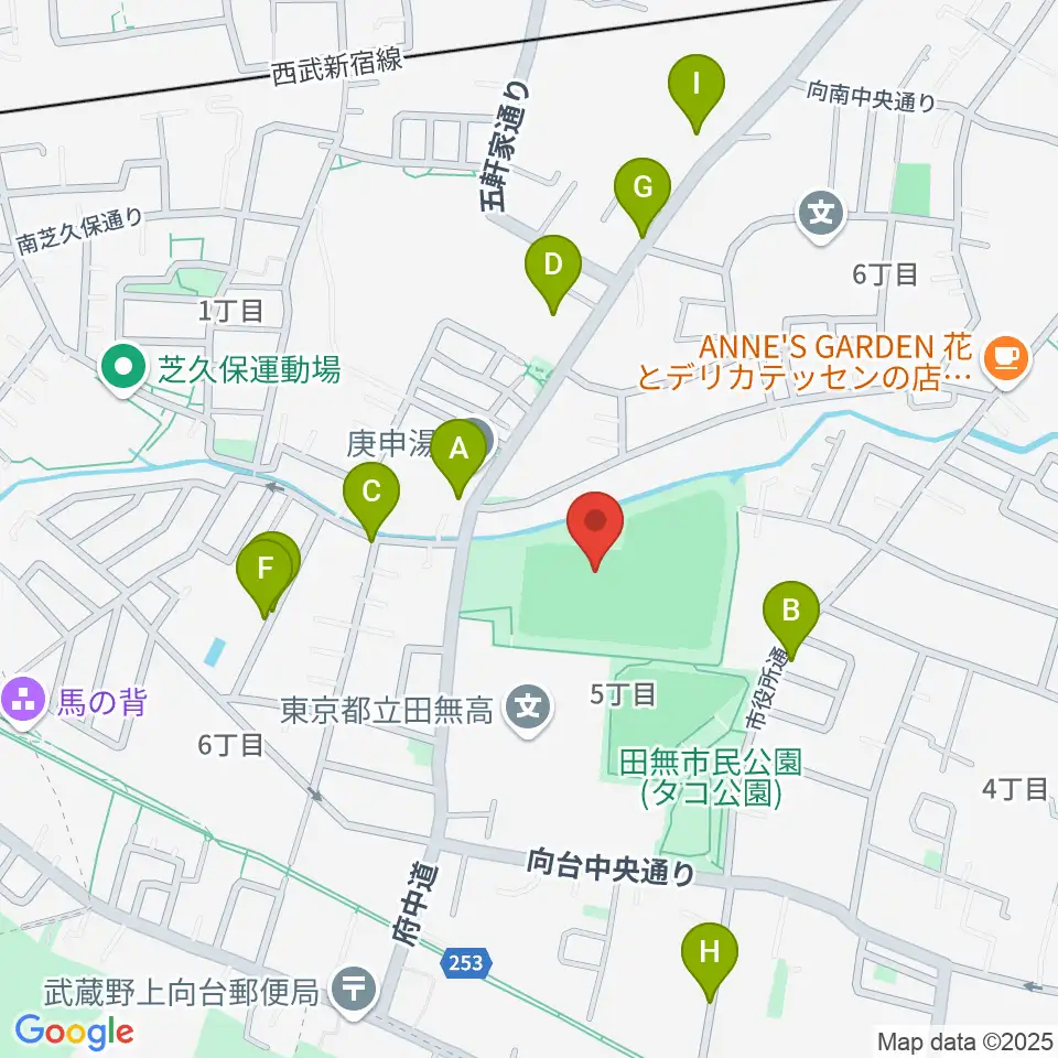 西東京市向台運動場周辺の駐車場・コインパーキング一覧地図