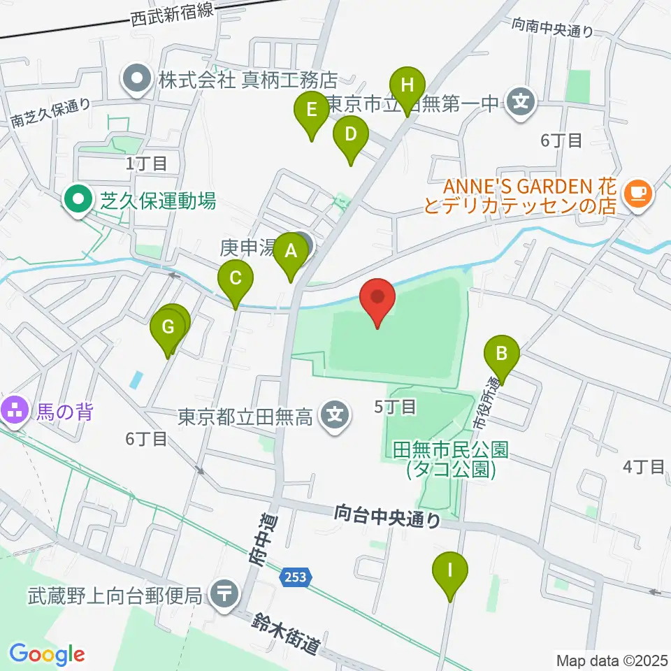 西東京市向台運動場周辺の駐車場・コインパーキング一覧地図