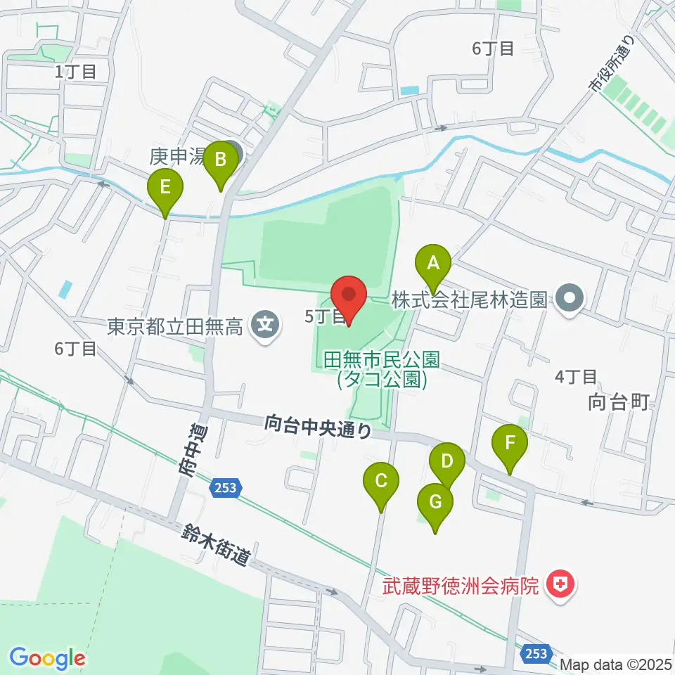 西東京市市民公園グラウンド周辺の駐車場・コインパーキング一覧地図