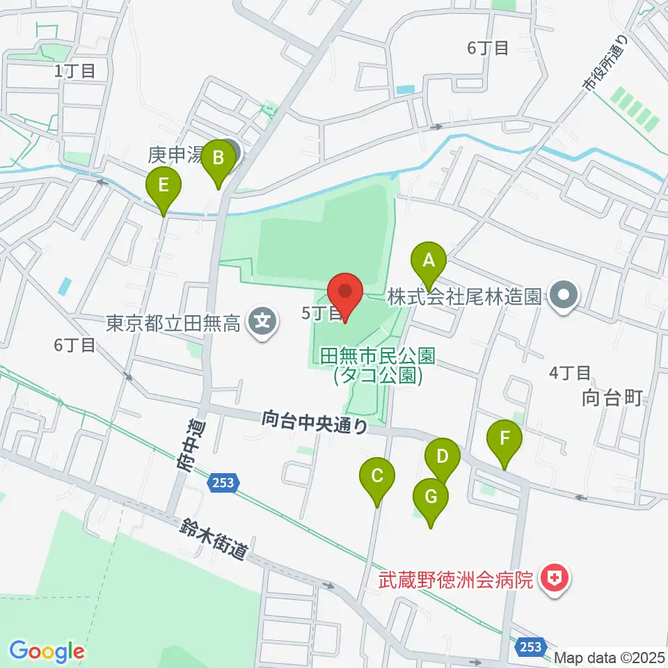 西東京市市民公園グラウンド周辺の駐車場・コインパーキング一覧地図