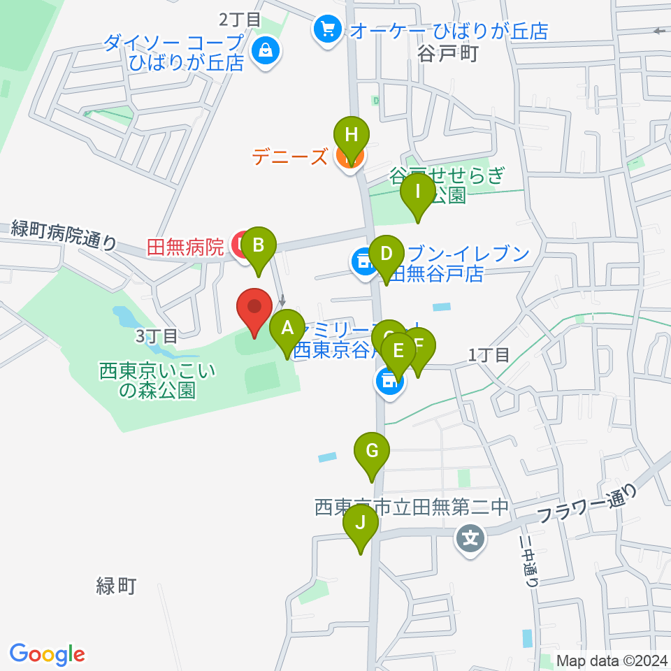 西東京いこいの森公園ボール広場周辺の駐車場・コインパーキング一覧地図