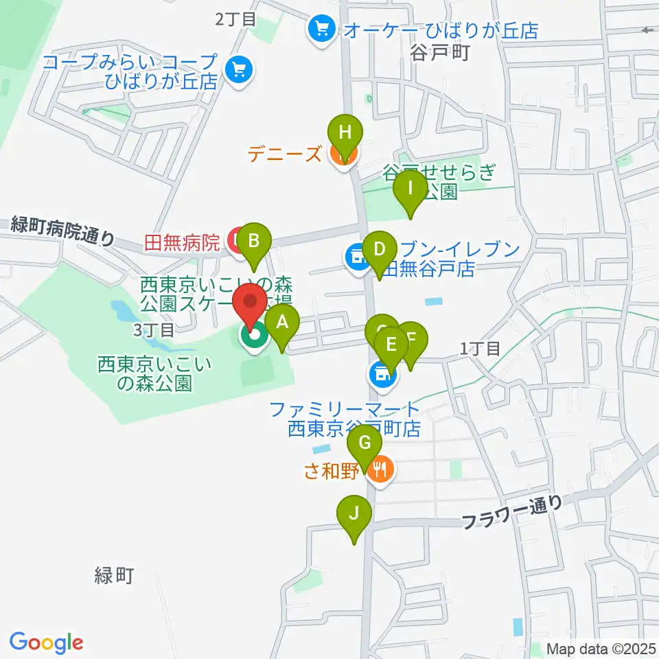 西東京いこいの森公園ボール広場周辺の駐車場・コインパーキング一覧地図
