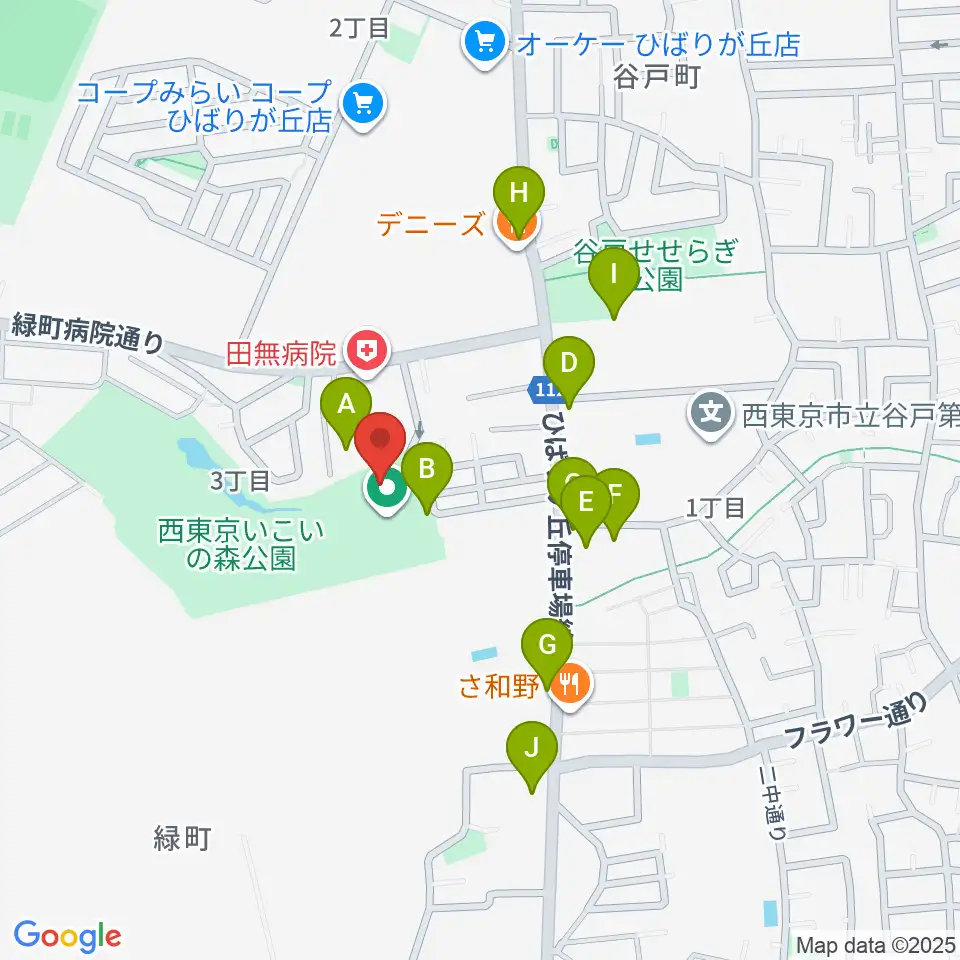 西東京いこいの森公園ボール広場周辺の駐車場・コインパーキング一覧地図