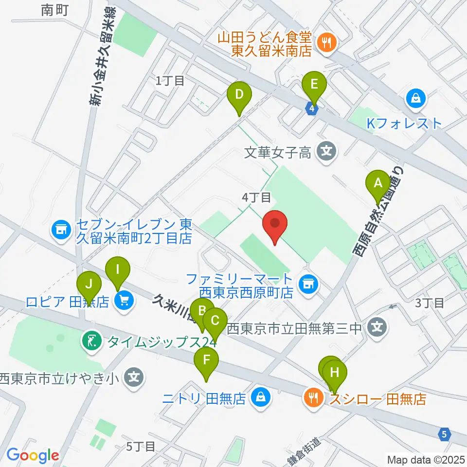 西東京市郷土資料室周辺の駐車場・コインパーキング一覧地図